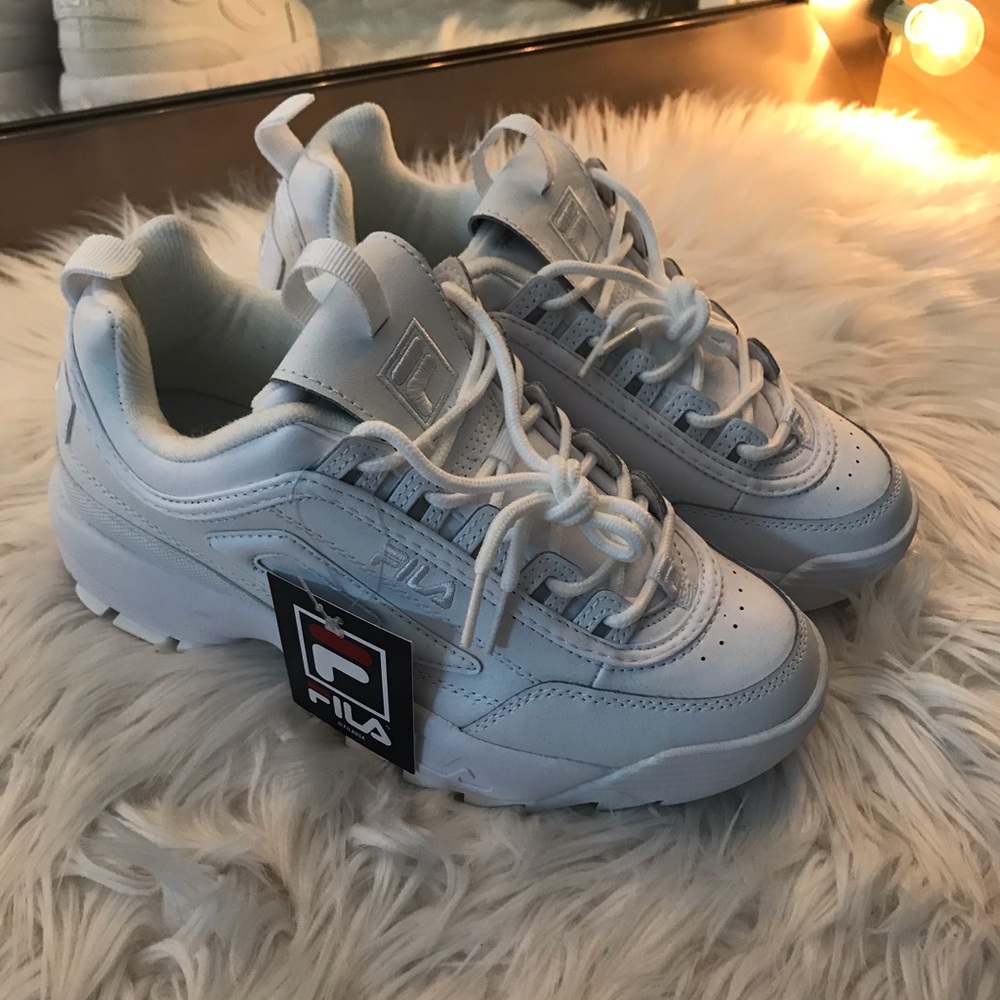 All white FILA platforms